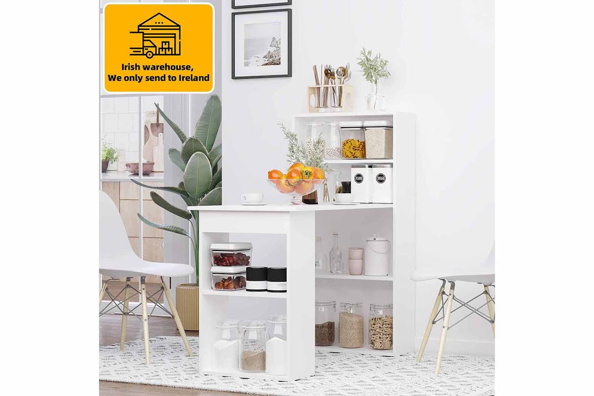 Homcom Computer Desk with Bookshelf | White-4