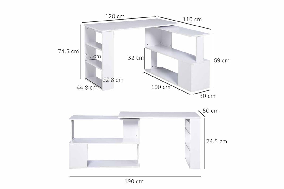 Homcom Home Office Corner Desk | White-7