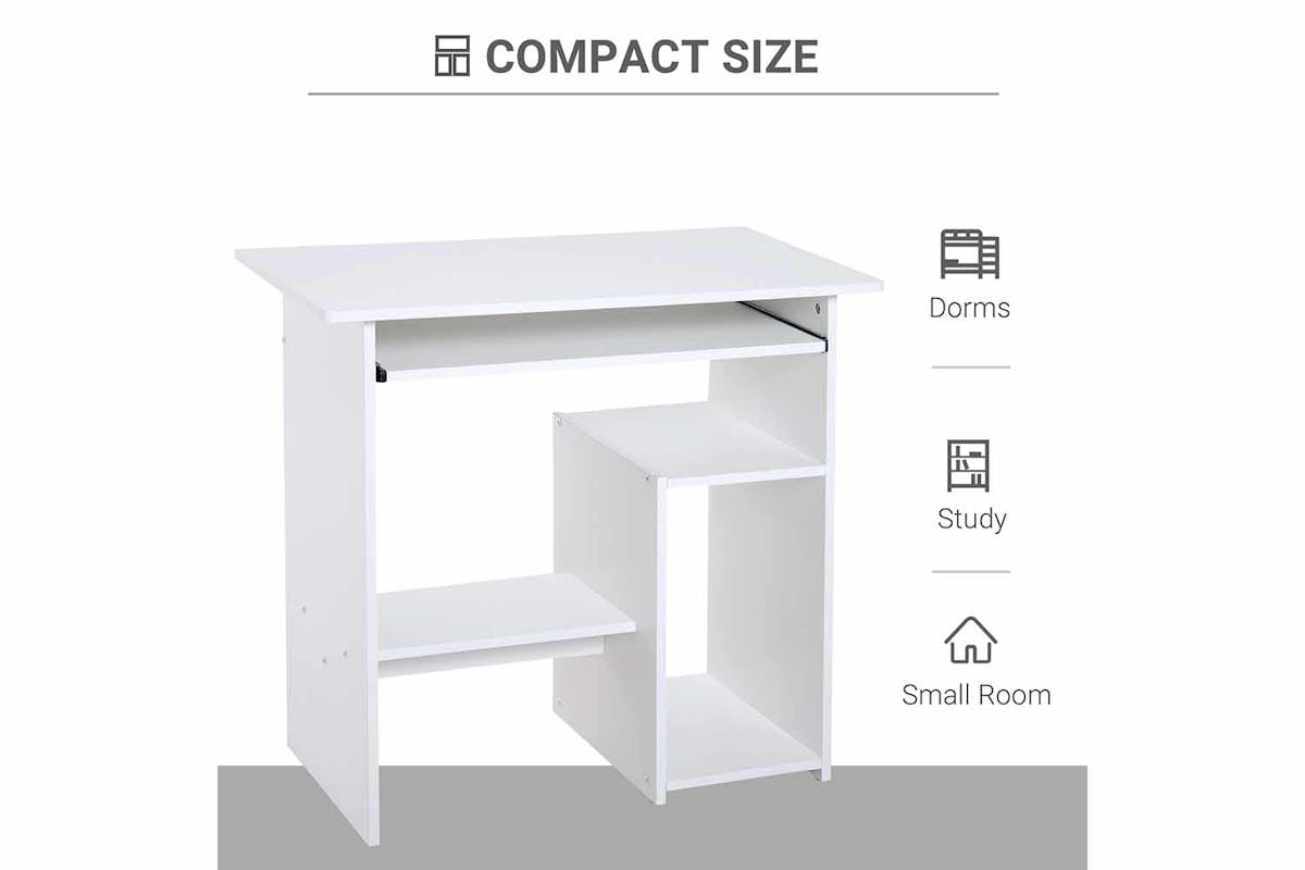 Homcom Computer Desk with Keyboard Tray & Storage Shelf | White-4