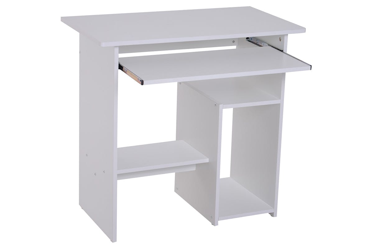 Homcom Computer Desk with Keyboard Tray & Storage Shelf | White-5