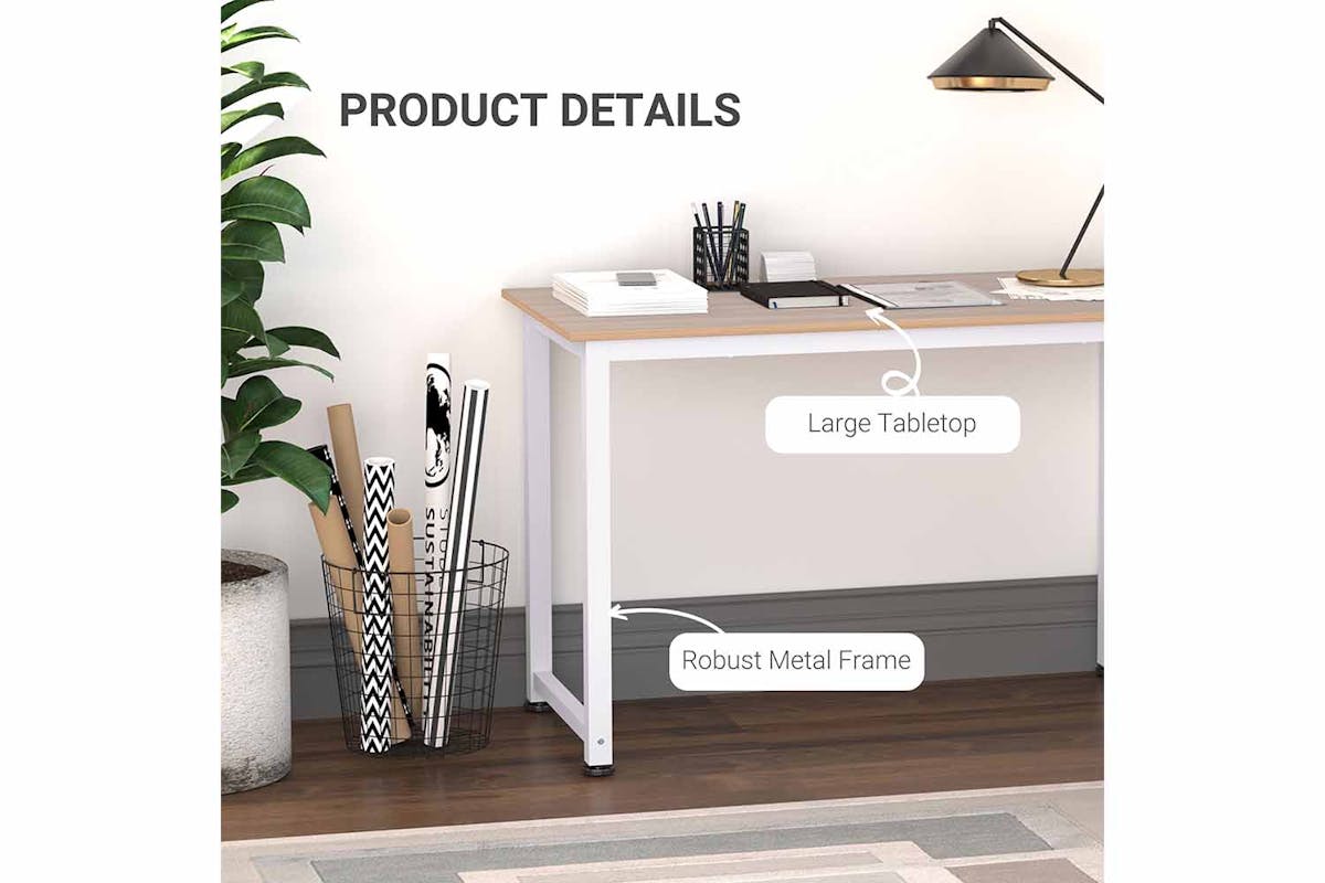 Homcom Computer Desk | Oak/White-4