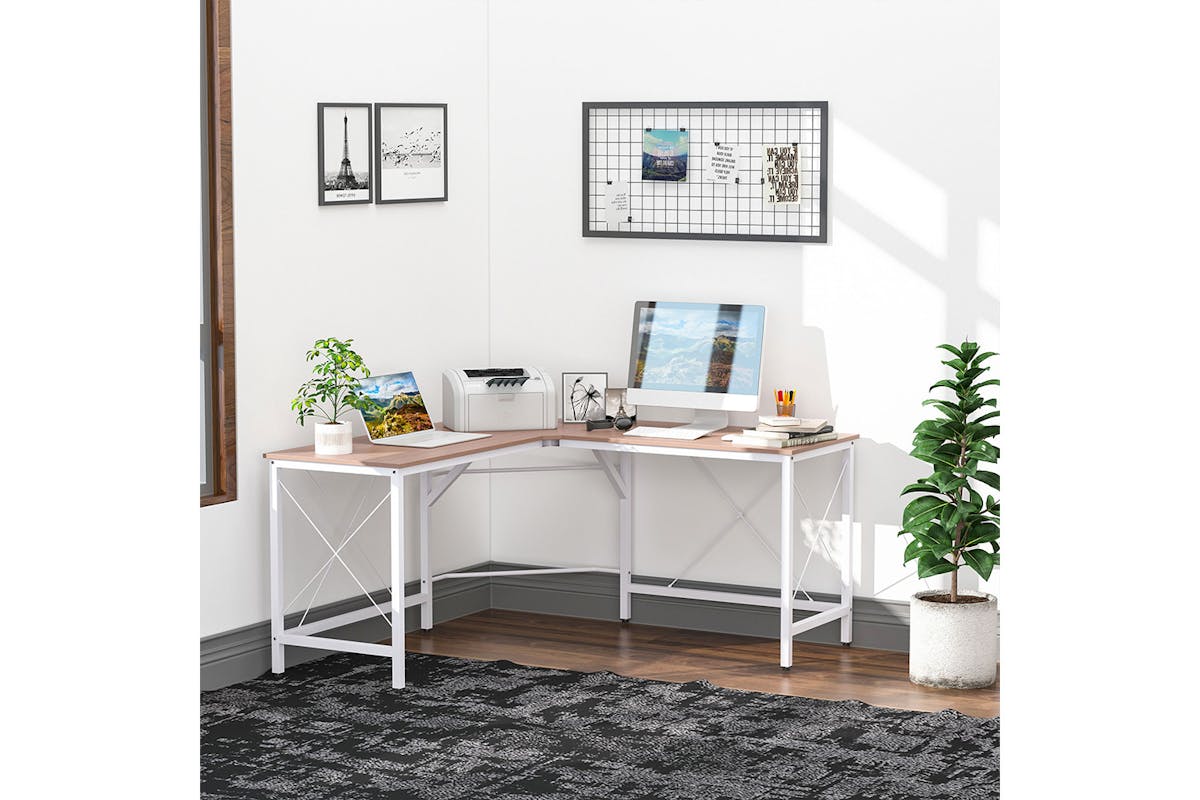 Homcom Home Office Computer Desk | Oak/White-2