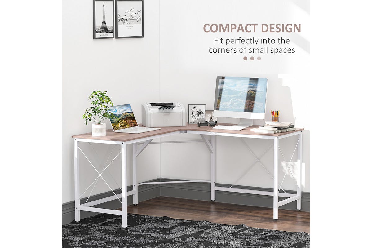 Homcom Home Office Computer Desk | Oak/White-3