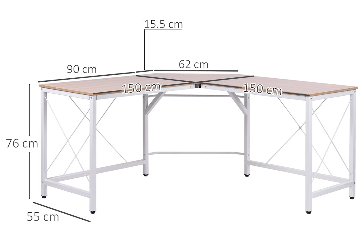 Homcom Home Office Computer Desk | Oak/White-7
