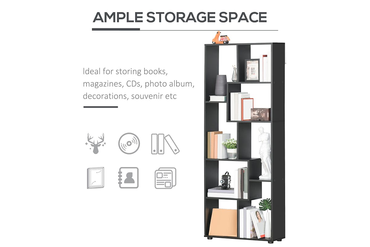 Homcom Bookcase | Melamine Surface | 8 Shelves | Black-3
