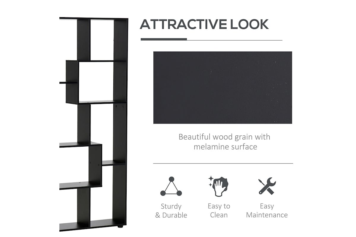 Homcom Bookcase | Melamine Surface | 8 Shelves | Black-4