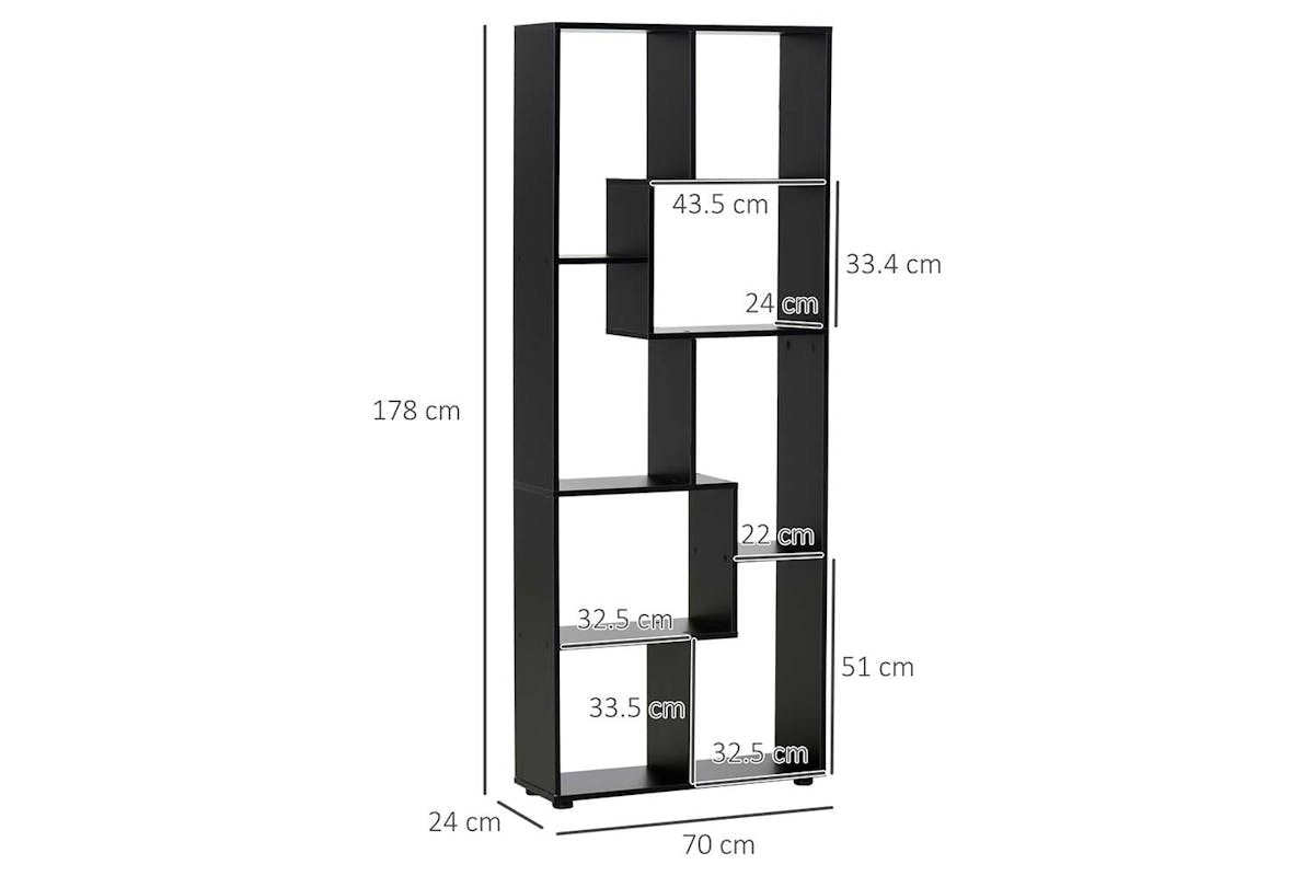 Homcom Bookcase | Melamine Surface | 8 Shelves | Black-7