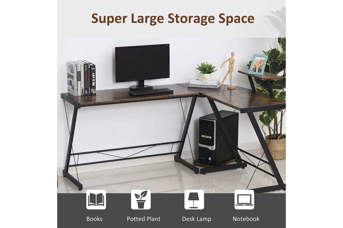 Homcom Home Office Computer Desk | Black/Wood Grain-3