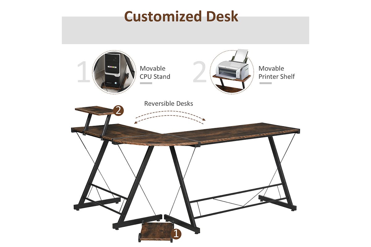 Homcom Home Office Computer Desk | Black/Wood Grain-4