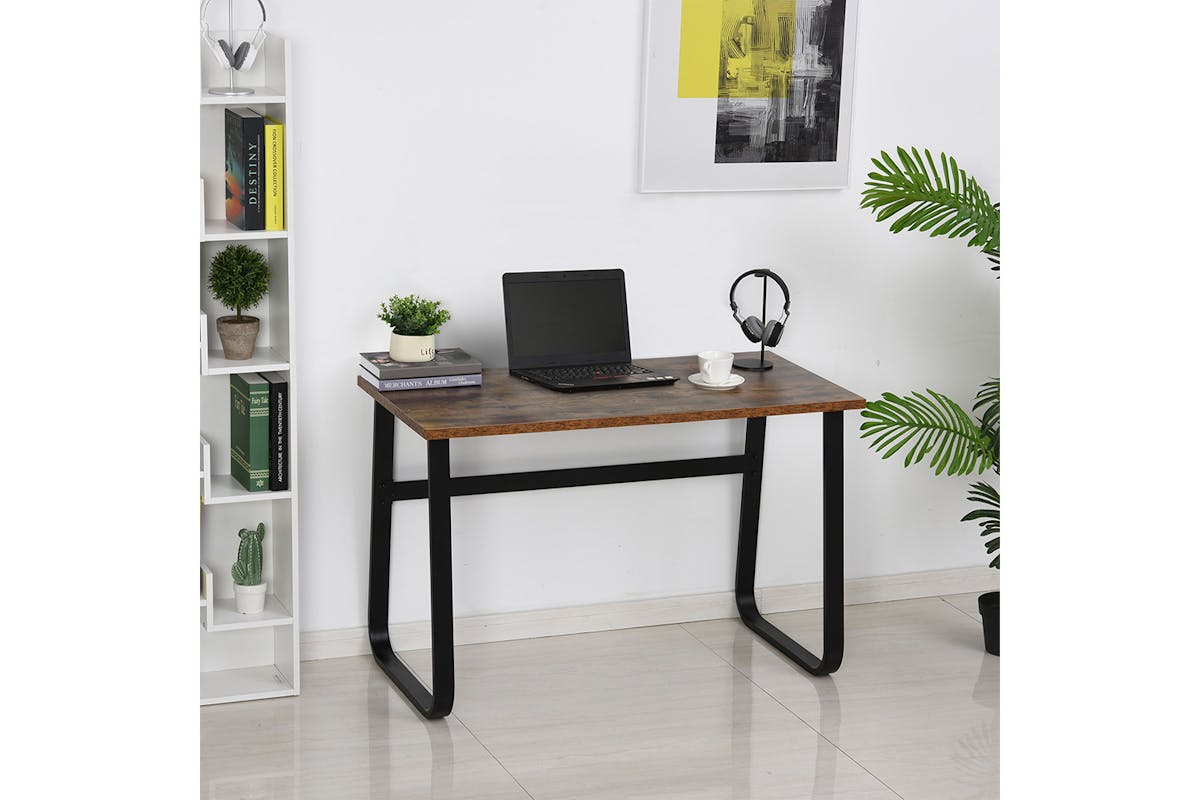 Homcom Industrial Writing Desk | Brown/Black-2
