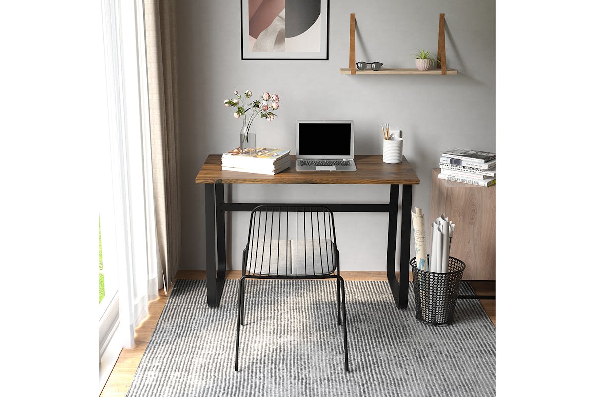 Homcom Industrial Writing Desk | Brown/Black-3