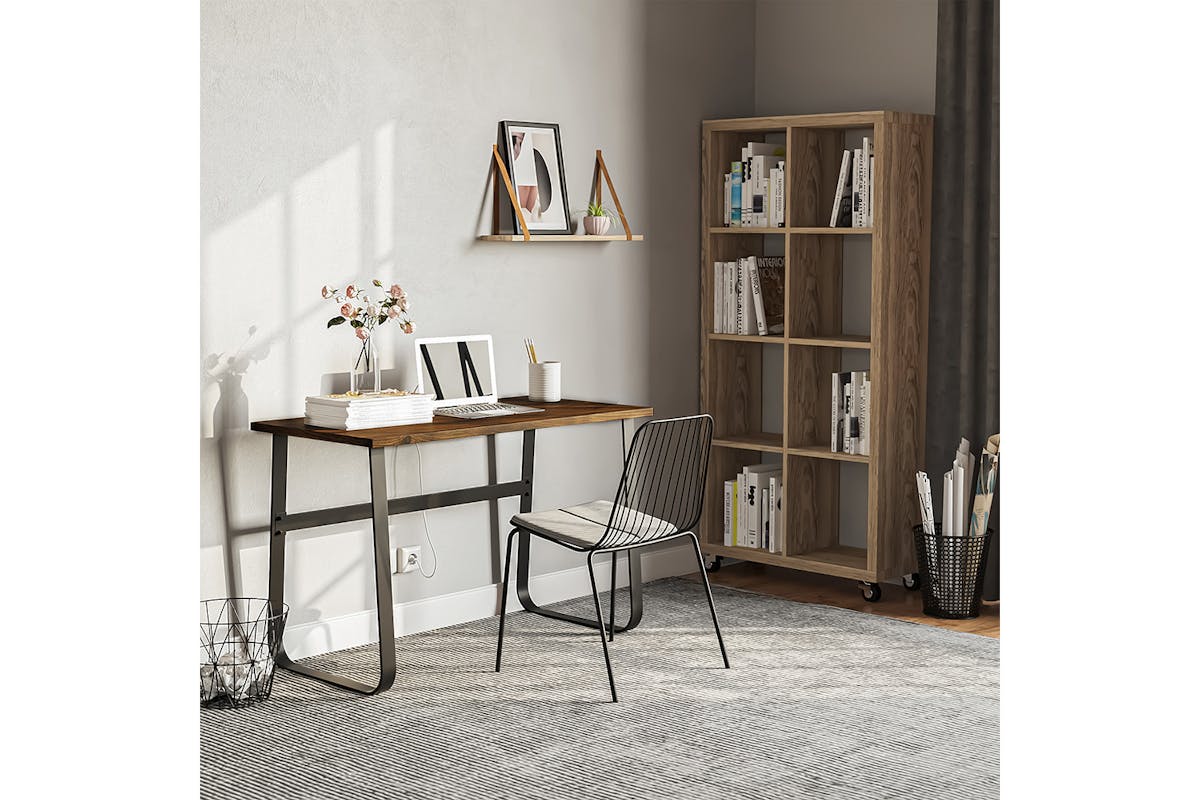 Homcom Industrial Writing Desk | Brown/Black-4