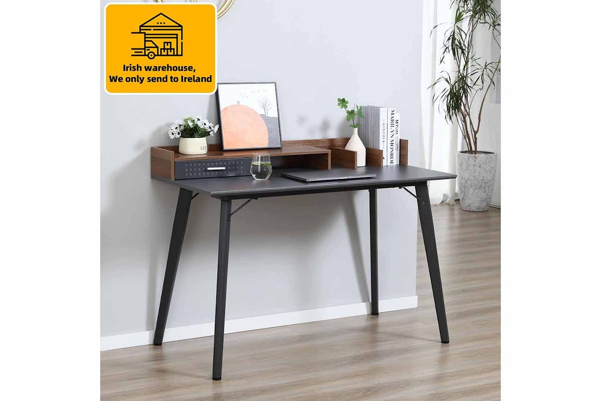 Homcom Student Desk with Drawer | Brown/Black-2