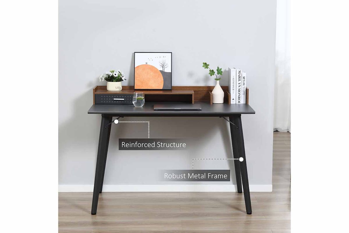Homcom Student Desk with Drawer | Brown/Black-4