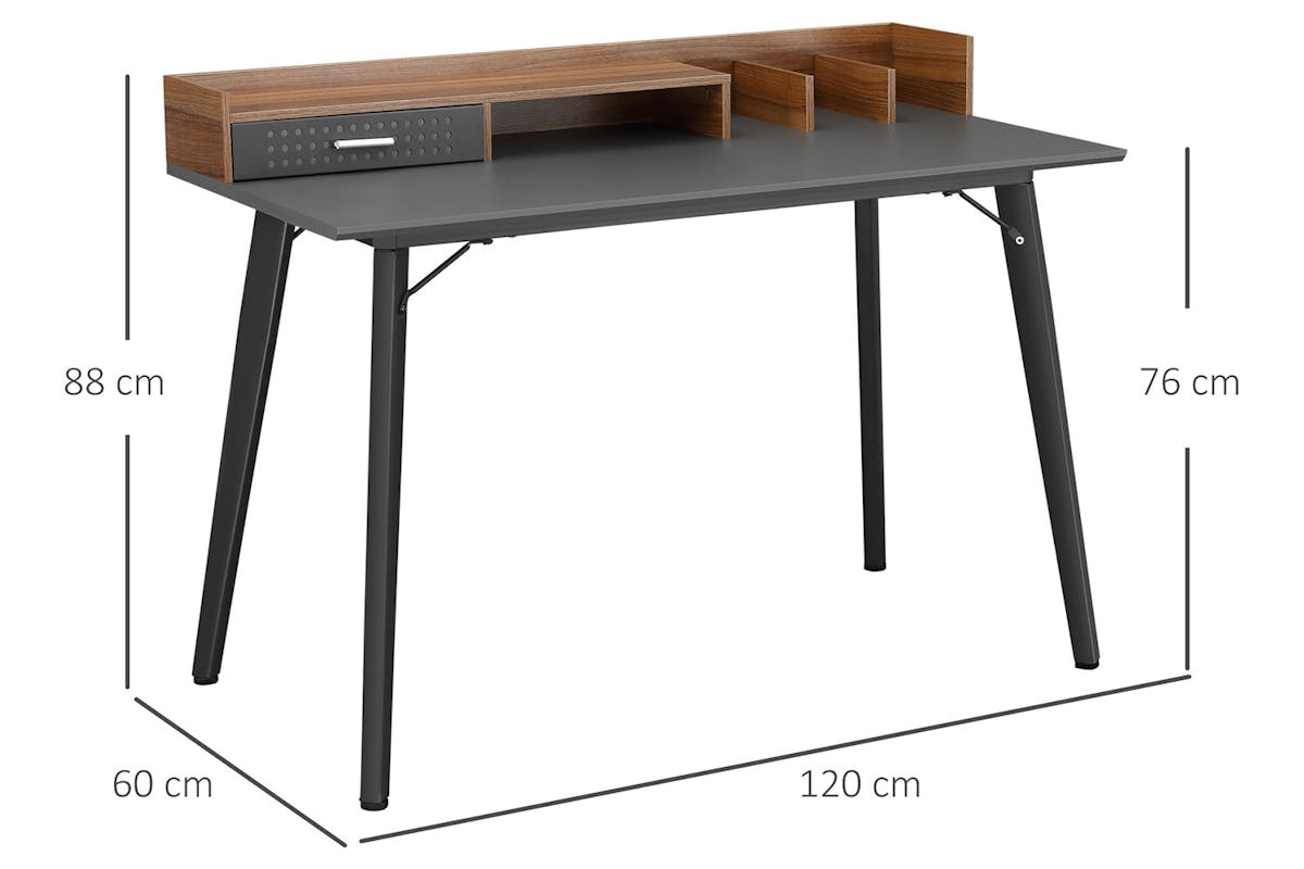 Homcom Student Desk with Drawer | Brown/Black-5