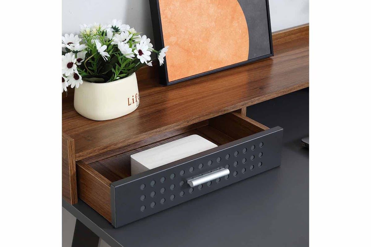 Homcom Student Desk with Drawer | Brown/Black-7