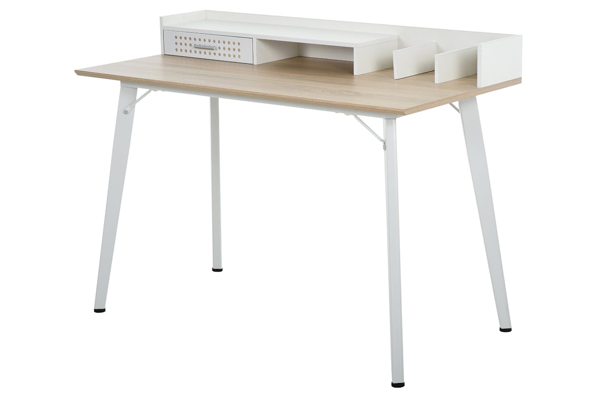 Homcom Writing Desk with Drawer| Brown/White