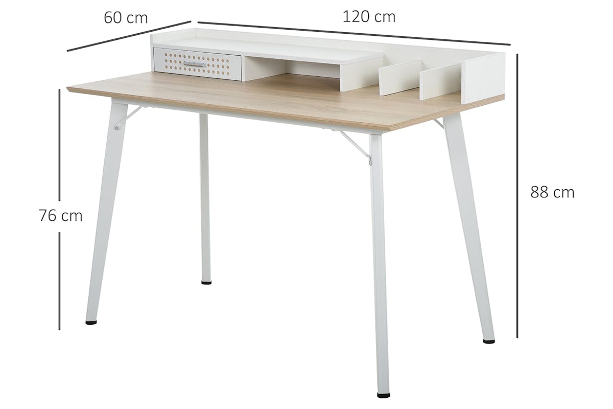 Homcom Writing Desk with Drawer| Brown/White-5