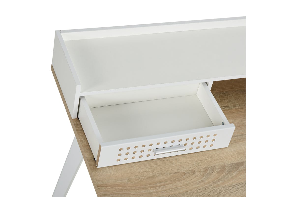 Homcom Writing Desk with Drawer| Brown/White-7
