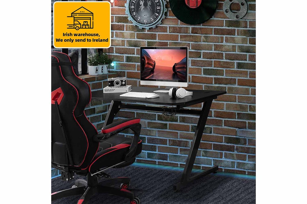 Homcom Steel Frame Gaming Desk | Black-2