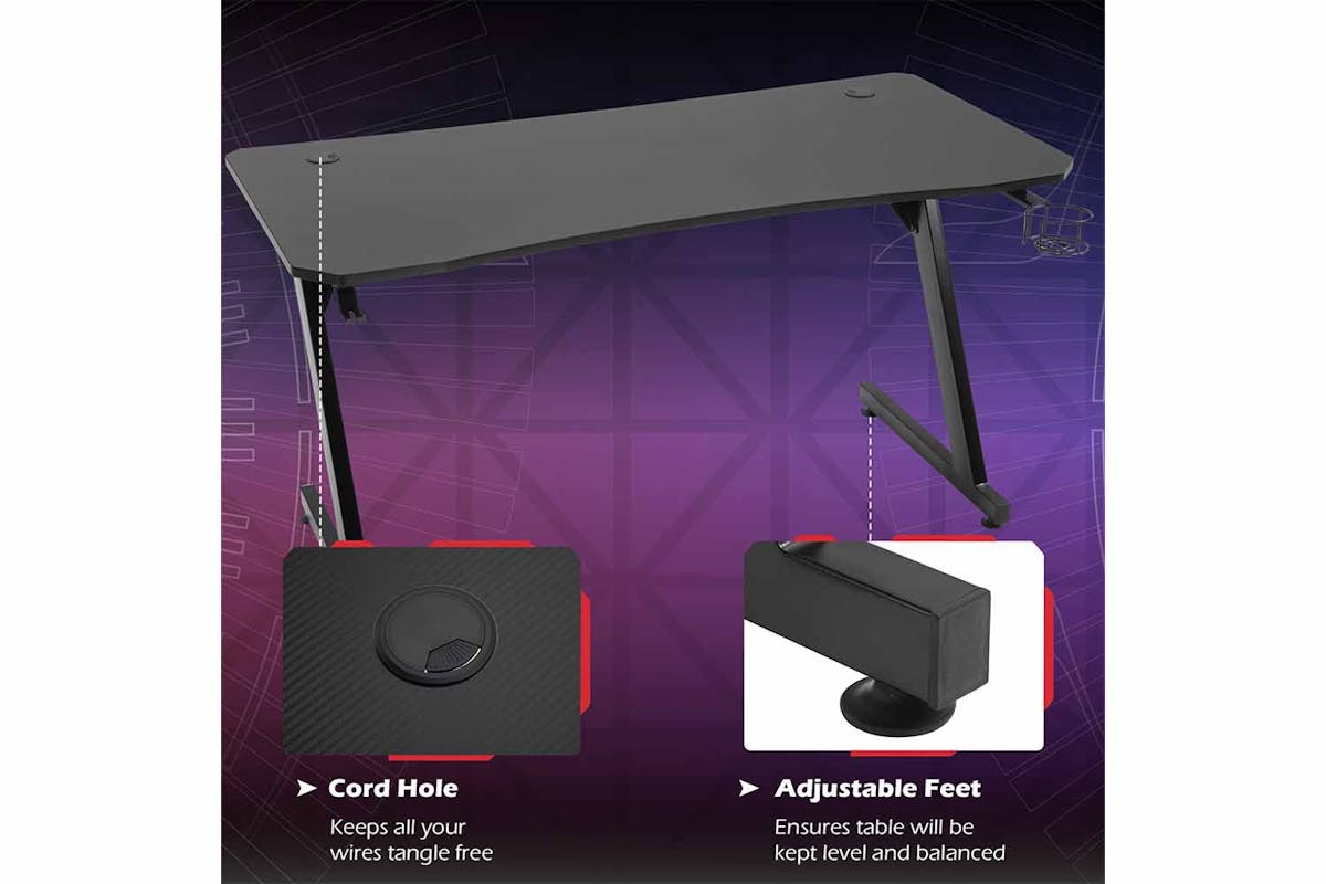 Homcom Steel Frame Gaming Desk | Black-4