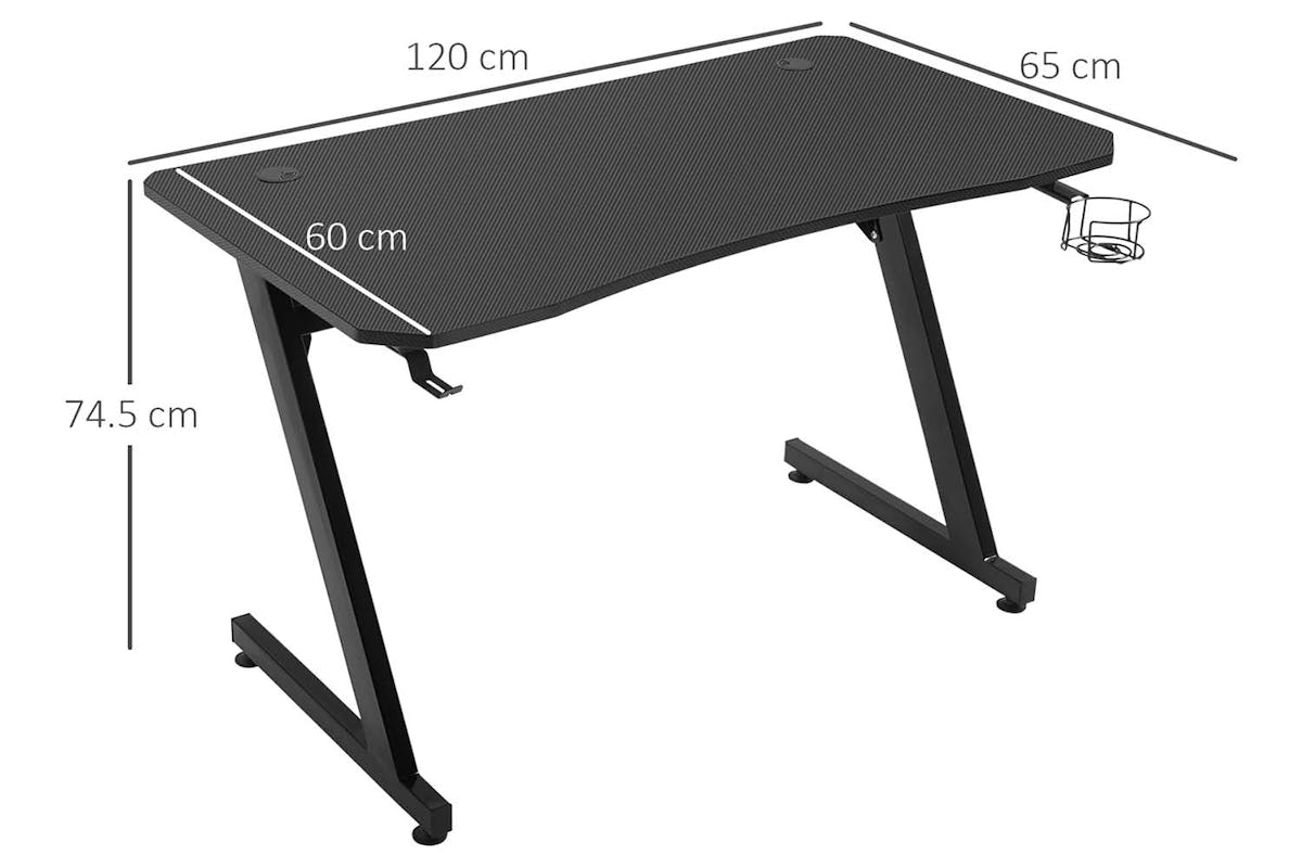 Homcom Steel Frame Gaming Desk | Black-7
