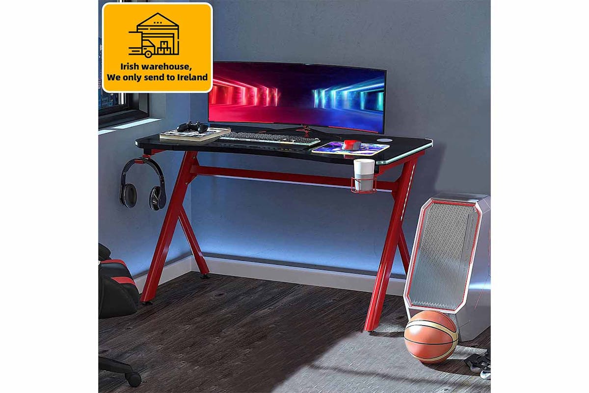 Homcom Gaming Desk | Small | Black/Red-2