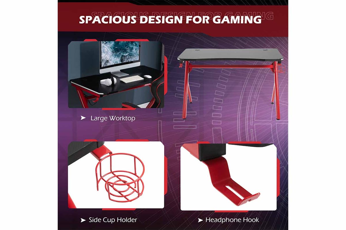 Homcom Gaming Desk | Small | Black/Red-4