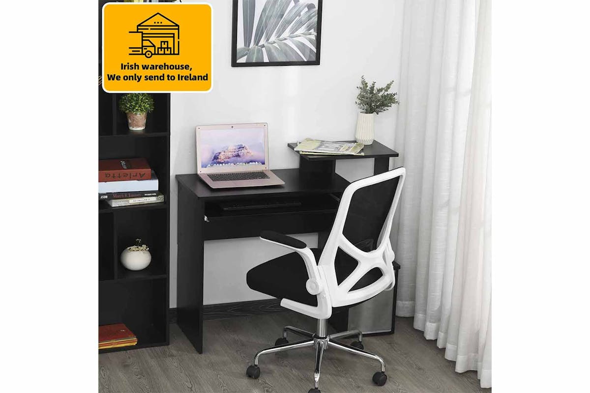 Homcom Computer Desk with Sliding Keyboard Tray & Storage Drawer | Black-2