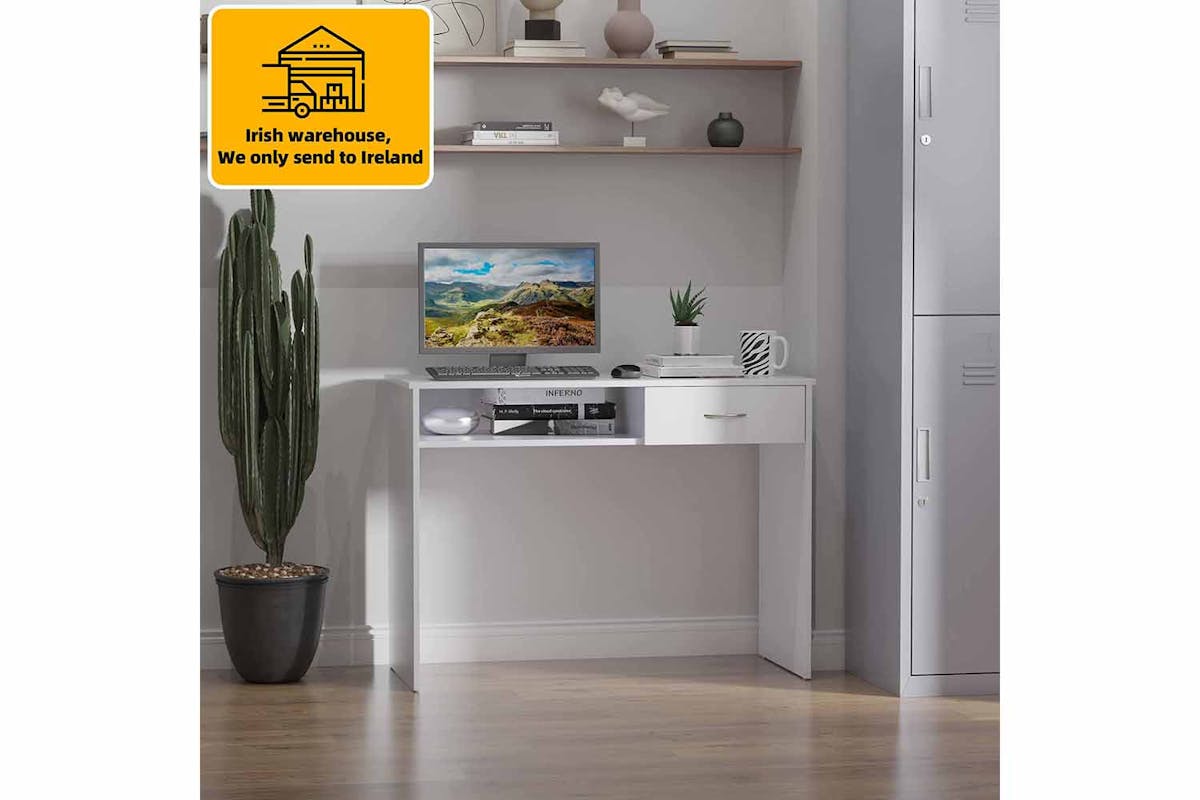 Homcom Office Desk with Drawer | White-2