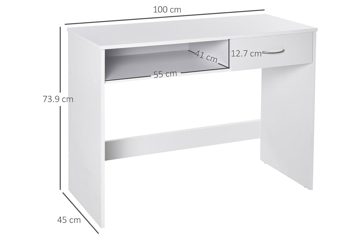 Homcom Office Desk with Drawer | White-5