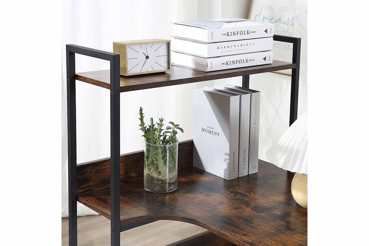 Homcom Computer Desk with 4-Tier Storage | Black/Brown-2