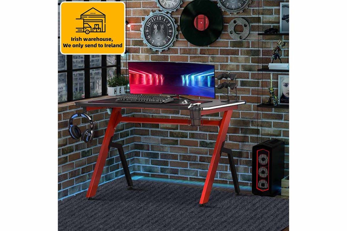 Homcom Computer and Gaming Desk | Black/Red-2