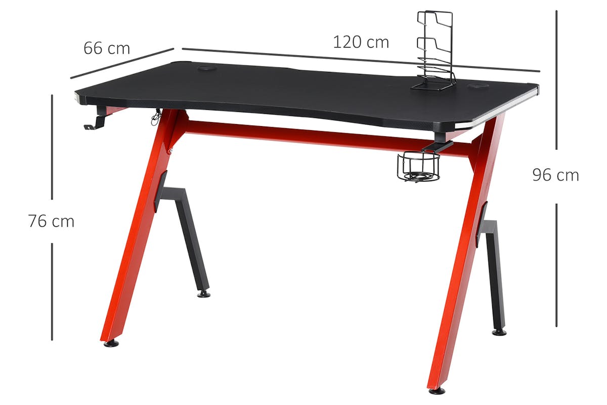 Homcom Computer and Gaming Desk | Black/Red-7