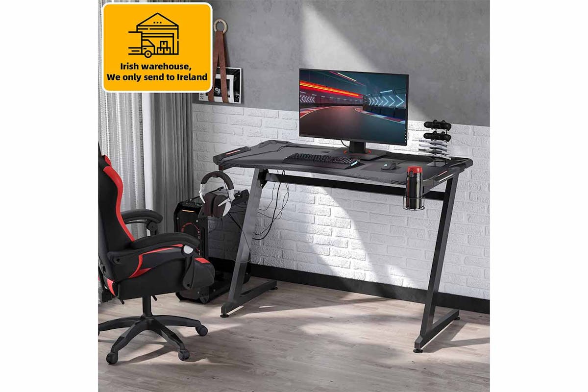 Homcom Gaming Desk with Cup Holder | Black-2