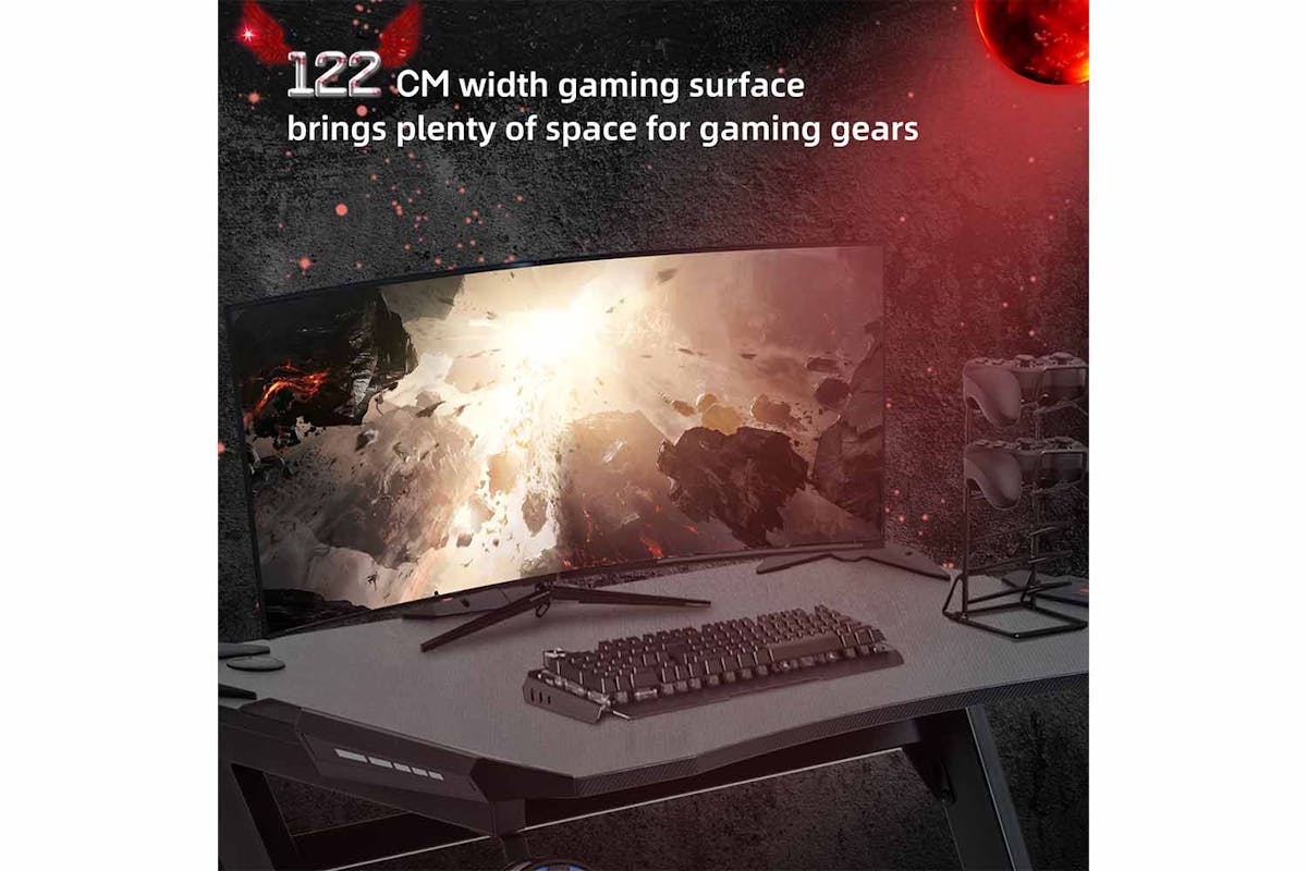 Homcom Gaming Desk with Cup Holder | Black-3