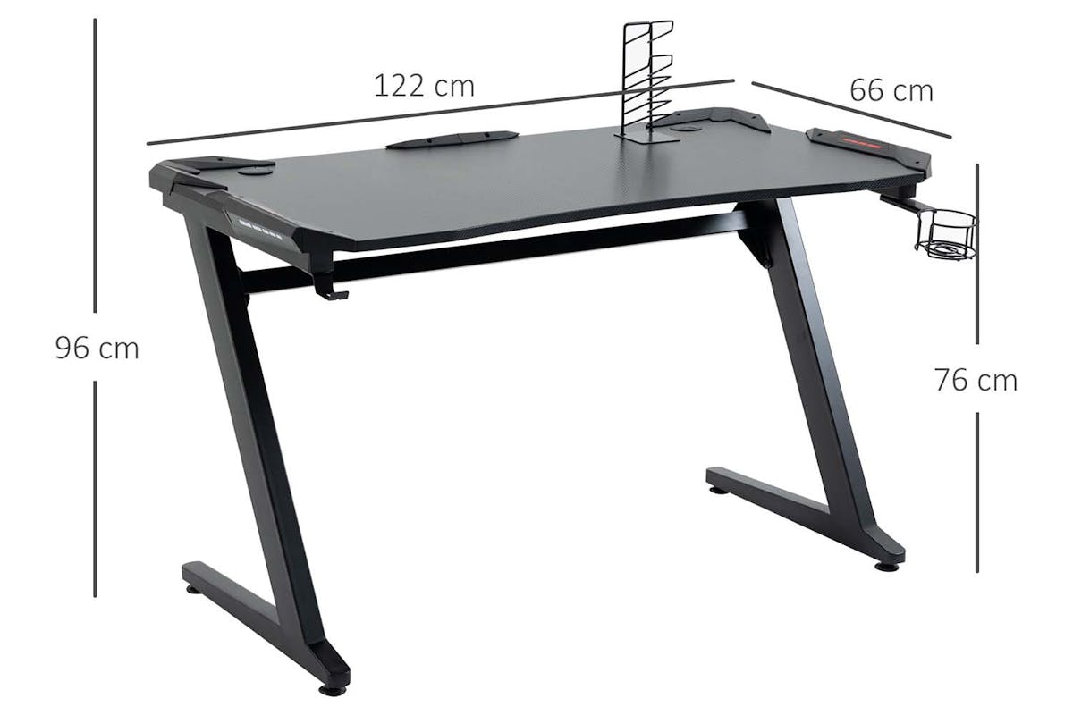 Homcom Gaming Desk with Cup Holder | Black-6