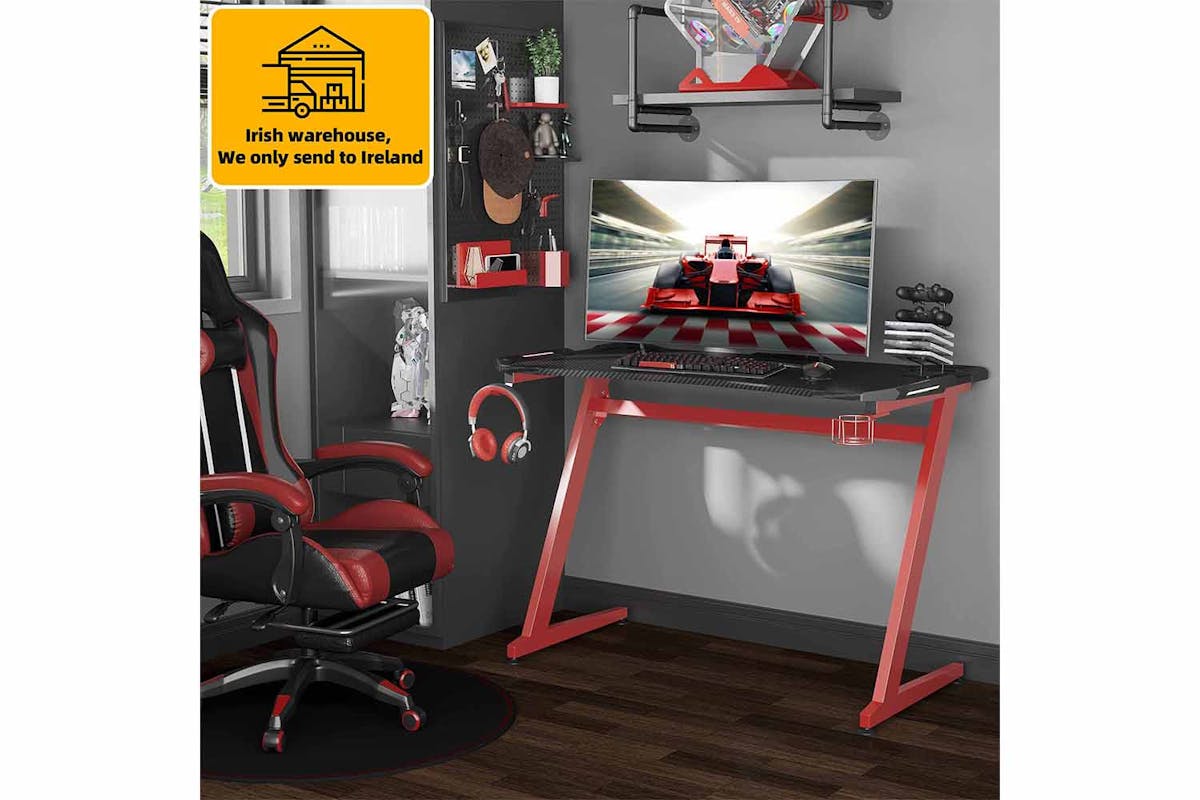 Homcom Gaming Computer Desk | Red/Black-2