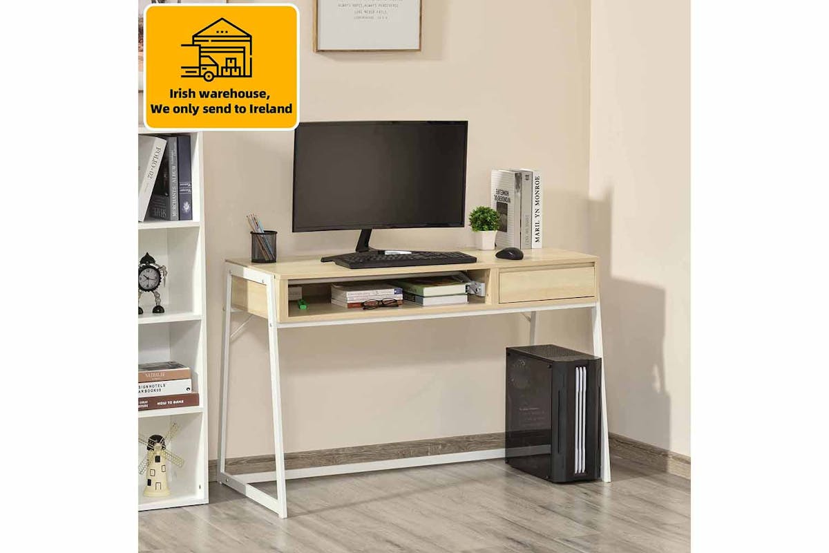 Homcom Compact Computer Desk | Natural/White-2