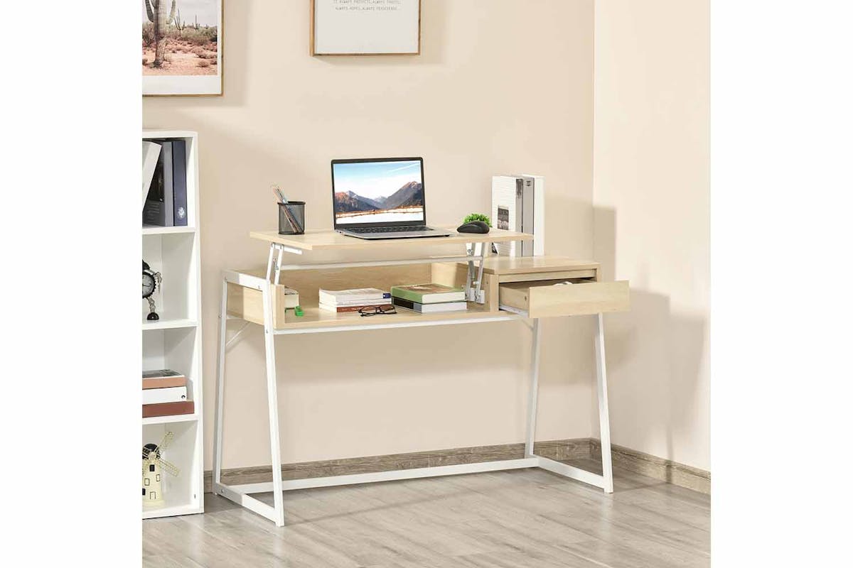 Homcom Compact Computer Desk | Natural/White-3