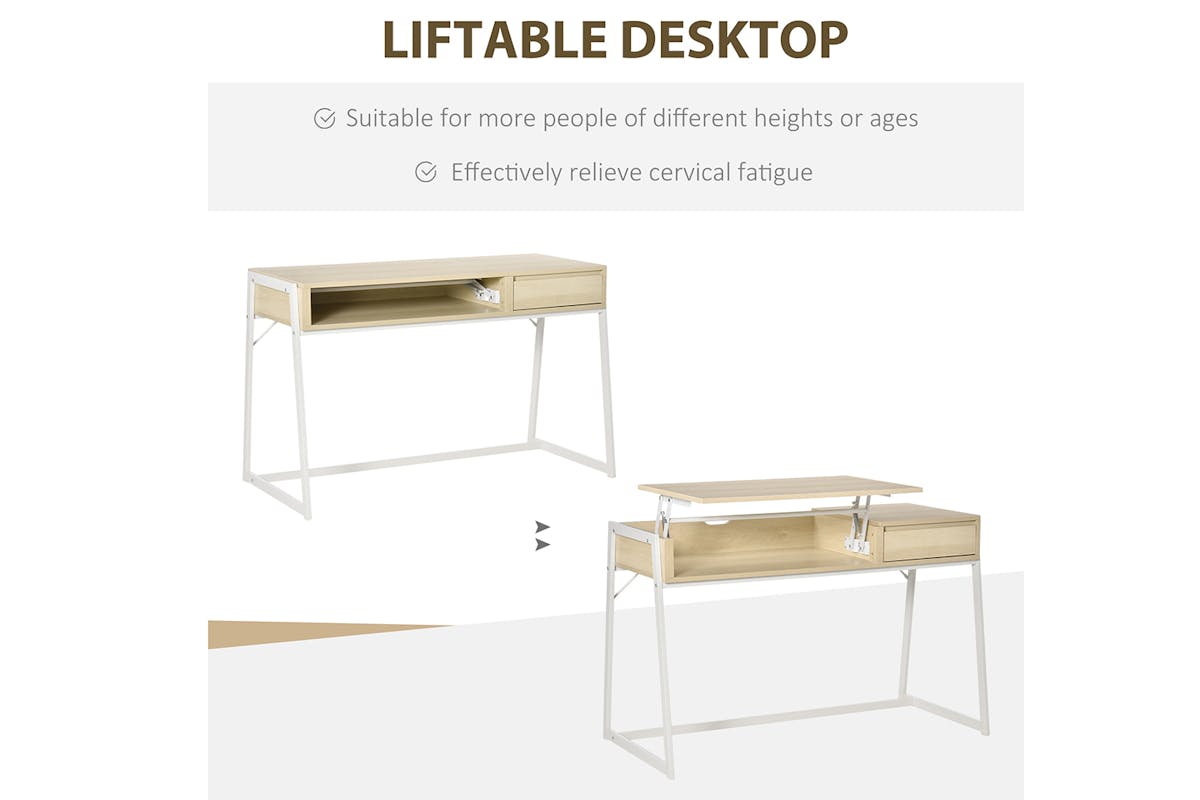 Homcom Compact Computer Desk | Natural/White-4