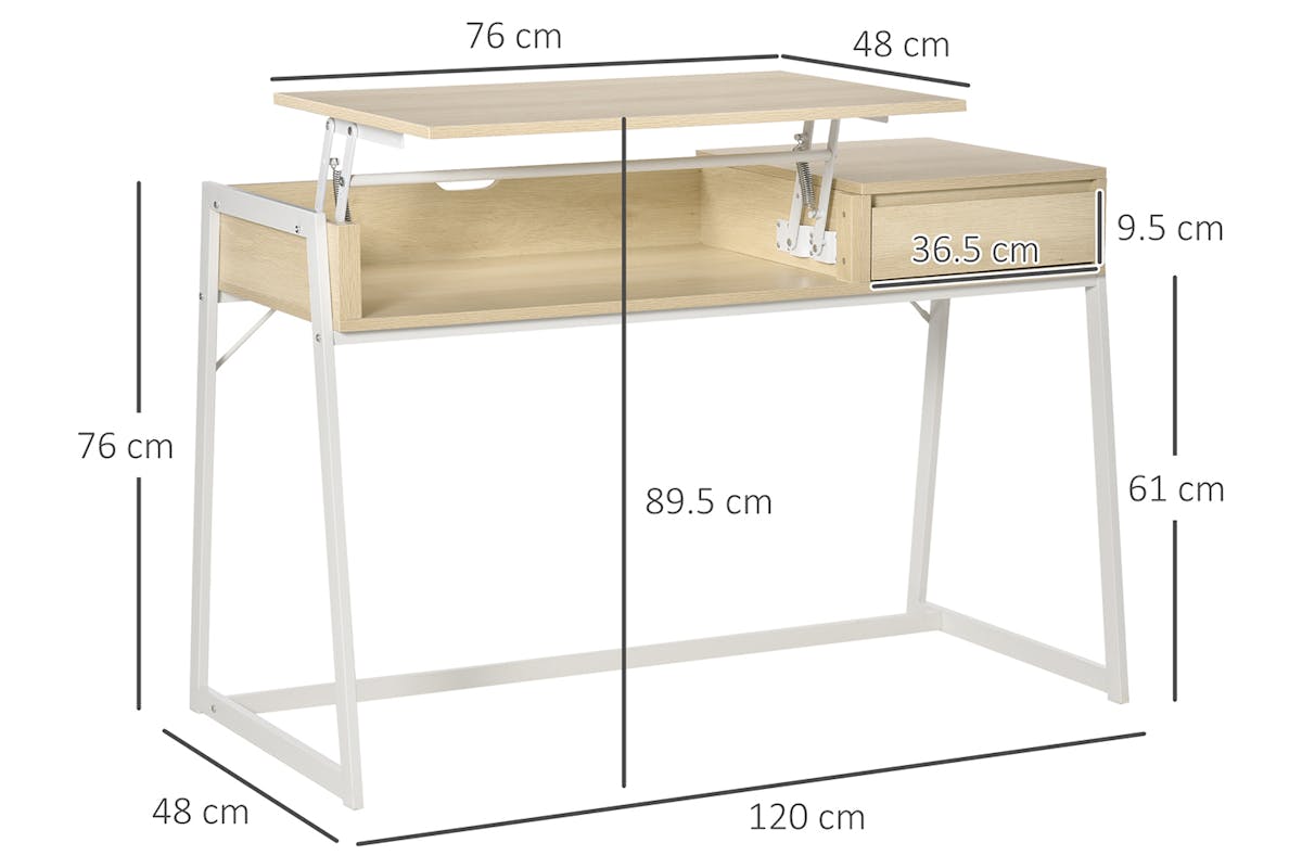 Homcom Compact Computer Desk | Natural/White-5