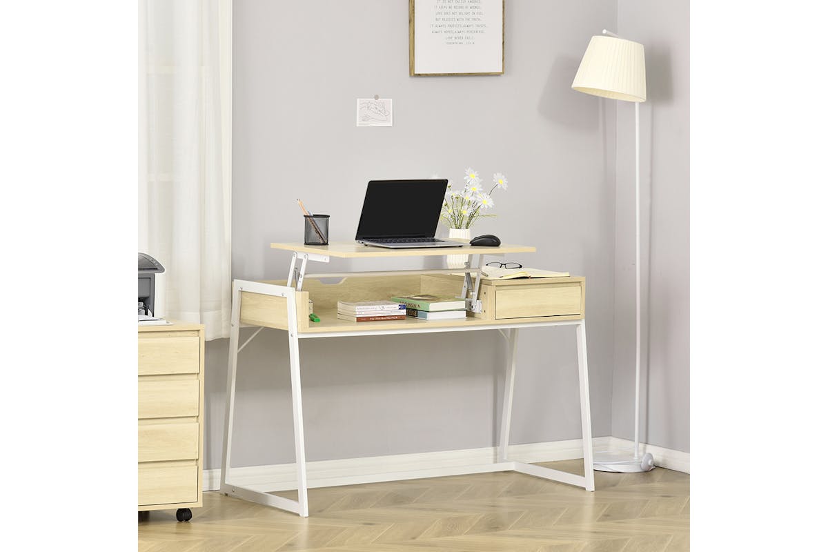 Homcom Compact Computer Desk | Natural/White-6