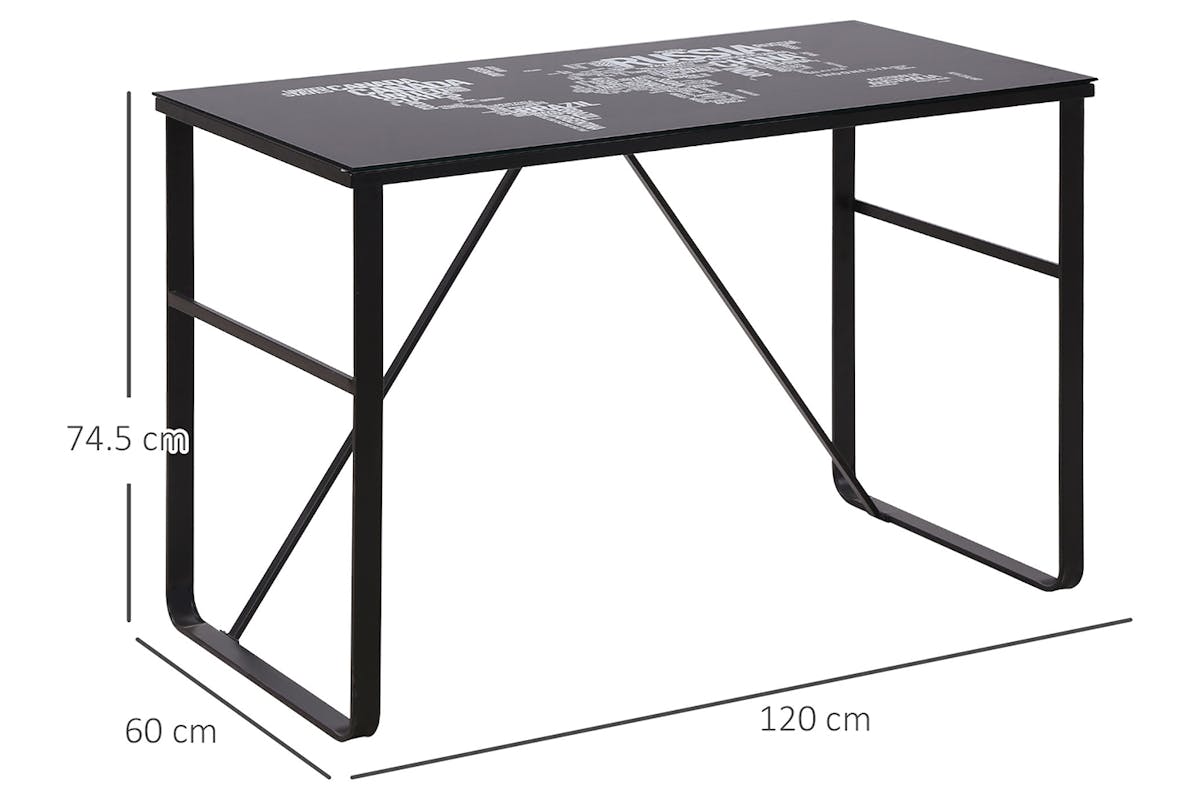 Homcom Study Desk with World Map Printing | Black-5