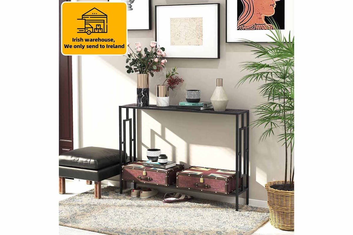 Homcom 2 Shelves Narrow Console Table | Black/Grey-2