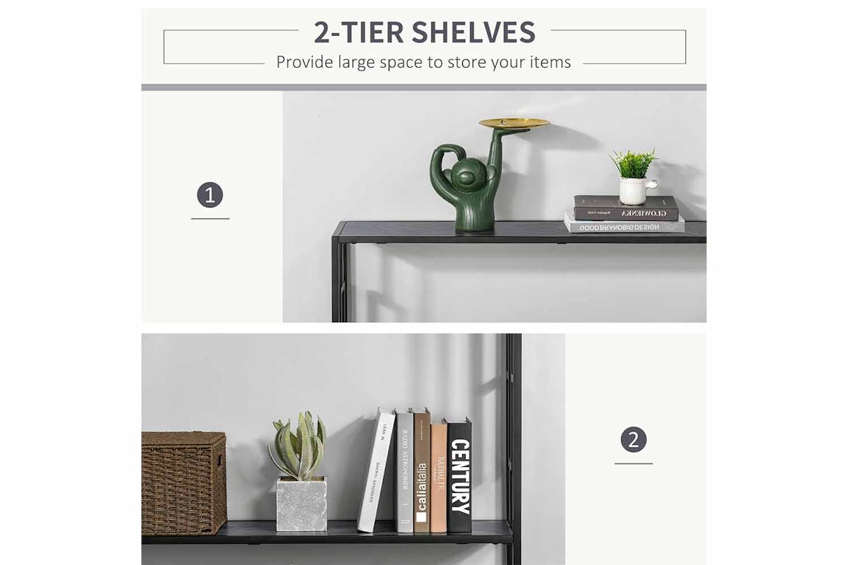 Homcom 2 Shelves Narrow Console Table | Black/Grey-4