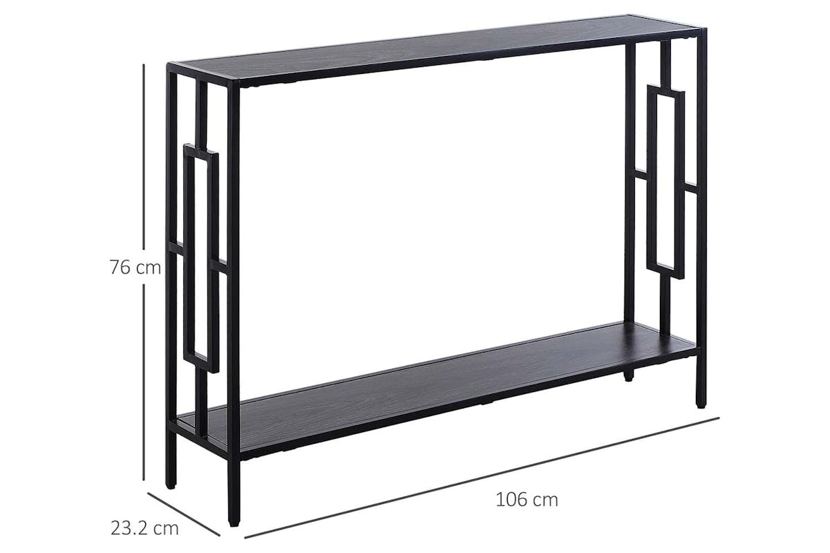 Homcom 2 Shelves Narrow Console Table | Black/Grey-7