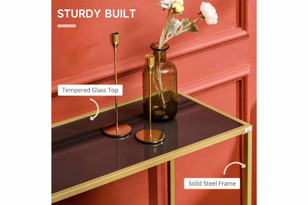 Homcom Console Table | Gold & White-3