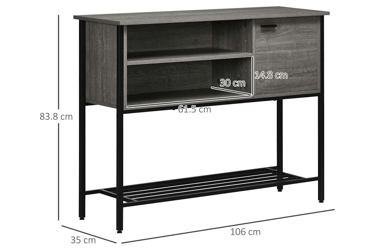 Homcom Console Table with Cabinet | Grey & Black-7