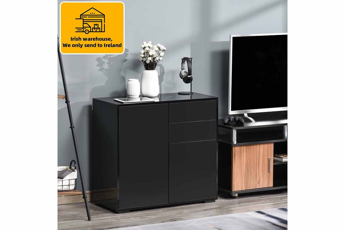 Homcom Push-Open Doors Sideboard | 2 Drawers | Black-2